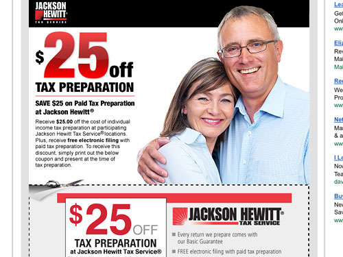 Jackson Hewit $50 Promo Email